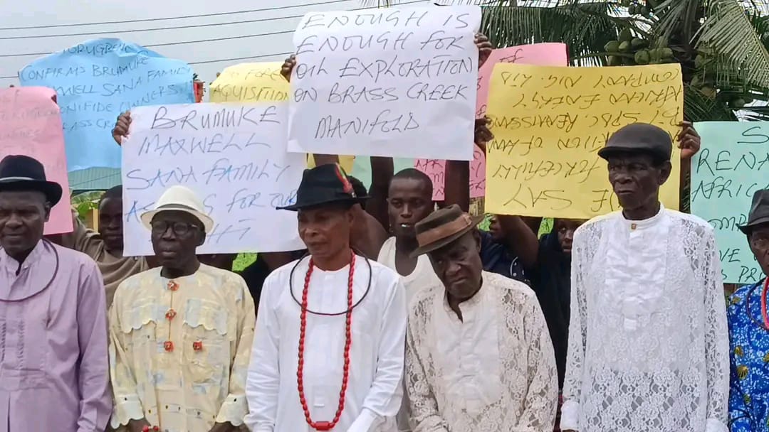 BRUMUKE SANA FAMILY IN PERETORU-GBENE COMMUNITY PROTESTS, DEMANDS COMPENSATION FROM RENAISSANCE AFRICAN ENERGY COMPANY LIMITED OVER OIL/GAS  MANIFOLD.
